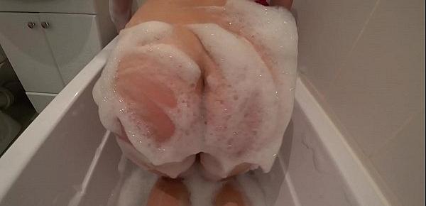  Juicy ass in soap foam, mother with strapon fucked daughter in anal, lesbians.